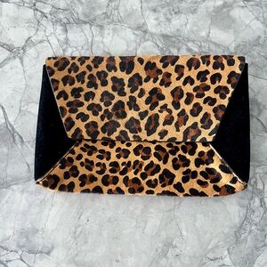 J. Crew Leather Animal Print Envelope Clutch